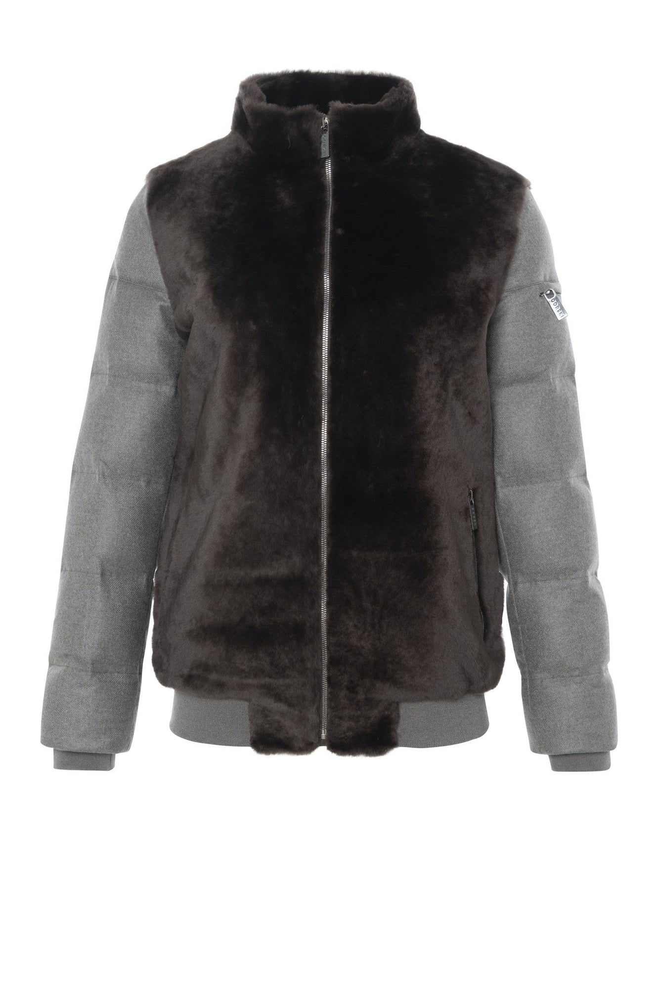 Select Shearling Lamb Jacket With Loro Piana Cashmere & Wool Down Sleeves And Back | Women | Brown x Taupe