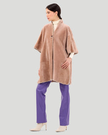 Select Shearling Lamb Poncho With Cashmere Embroidery | Women | Blush