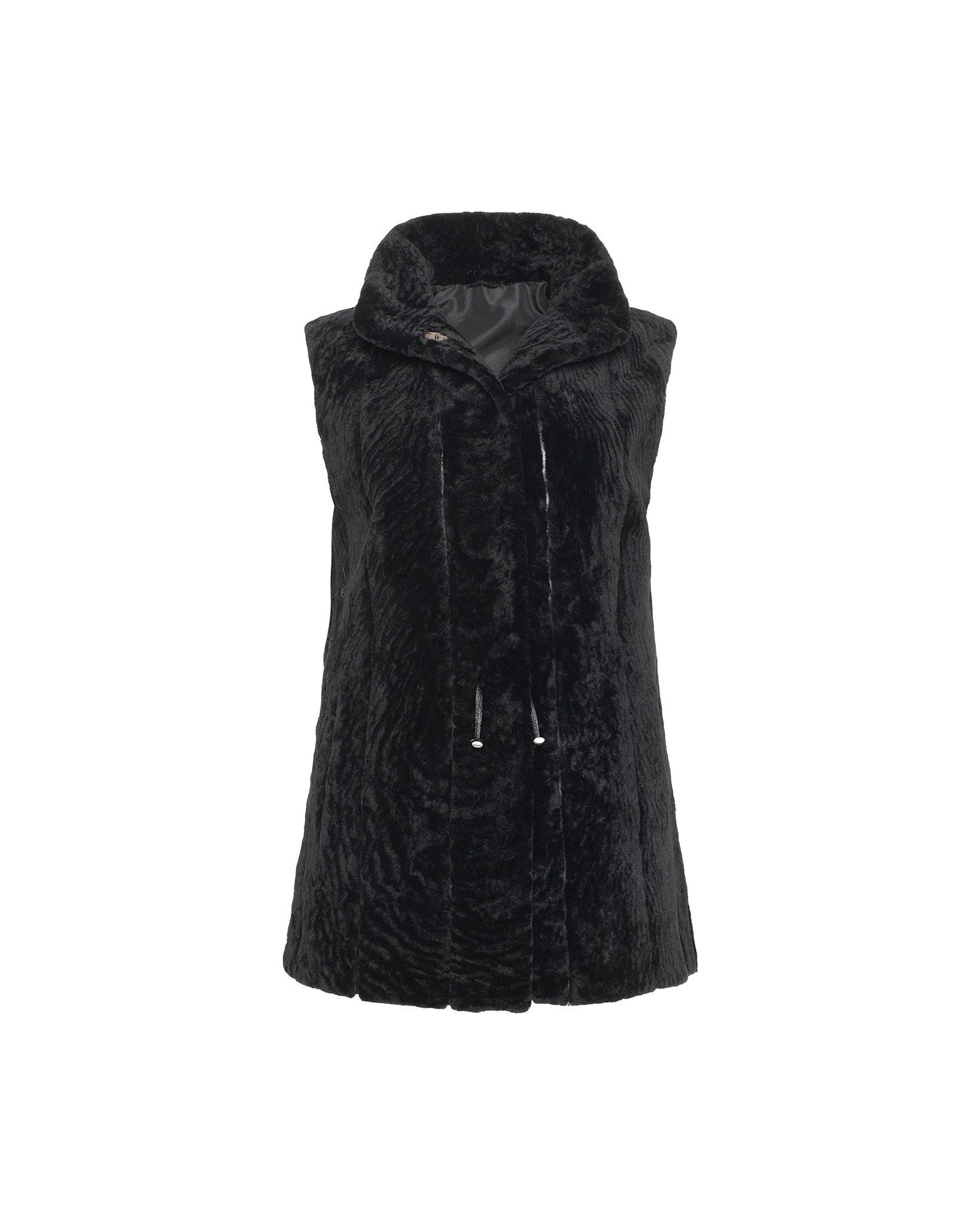 Select Shearling Lamb Vest Reversible To Taffeta | Women | Black x Black