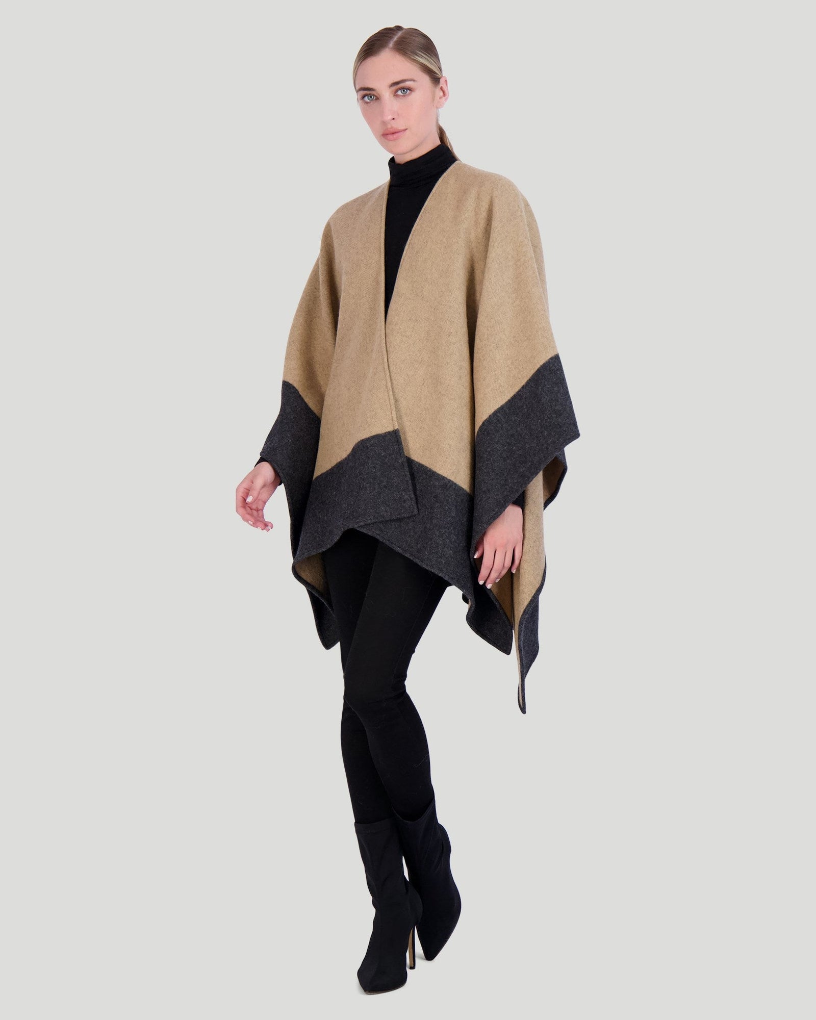 Select Wool Knit Shawl | Women | Camel x Gray