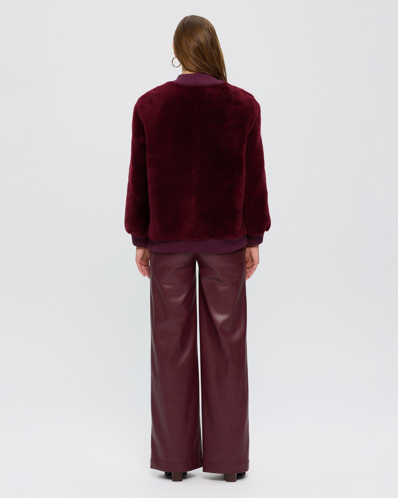 Sheared Cashmere Goat Bomber Jacket | Women | Burgundy