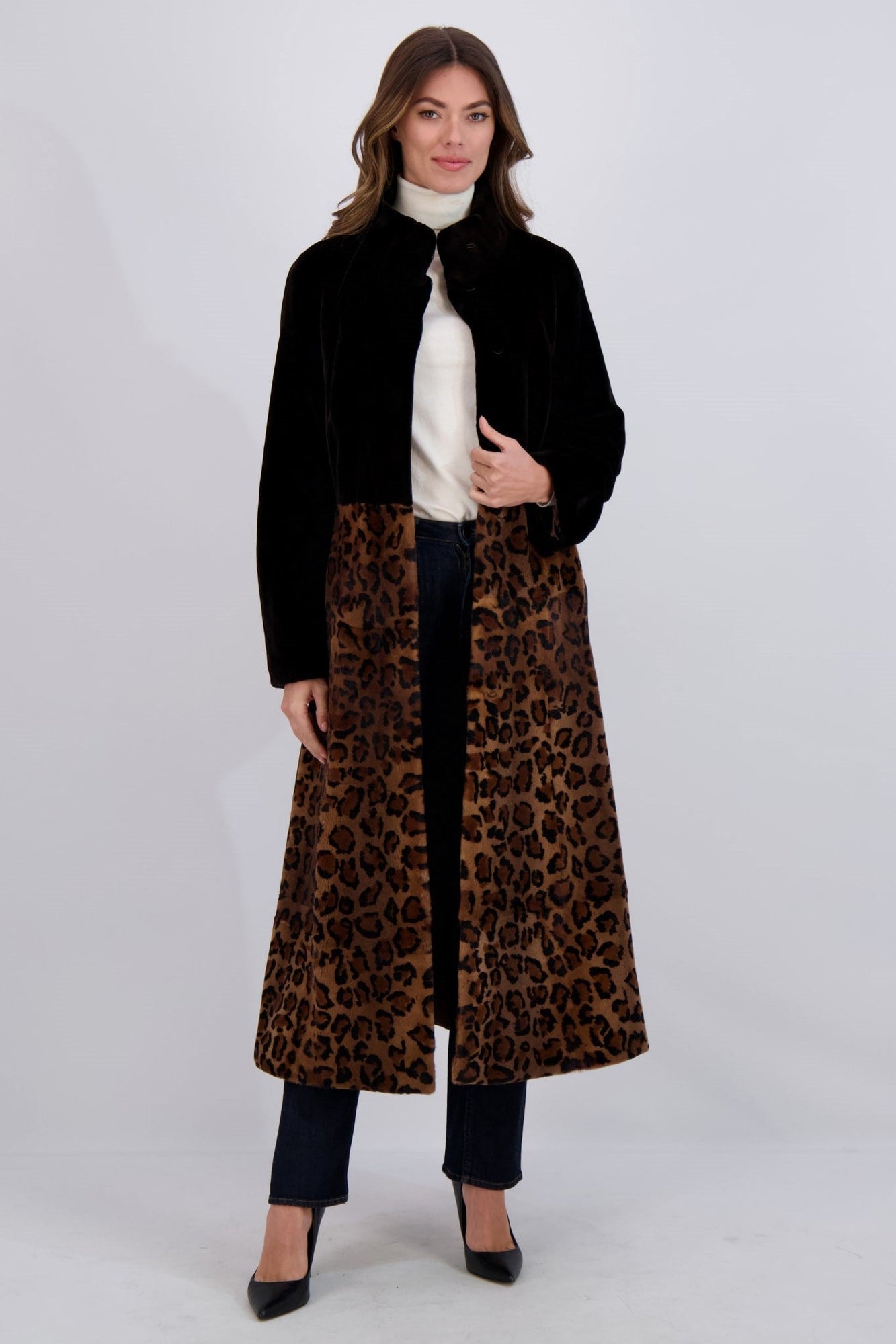 Sheared Mink Coat | Women | Brown Animal Print