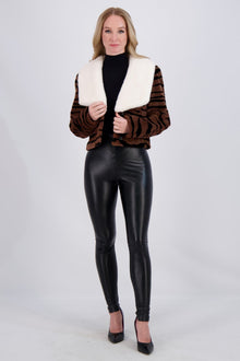 Sheared Mink Jacket | Women | Brown Tgr Print