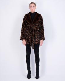 Sheared Mink Jacket With Belt | Women | Brown Animal Print