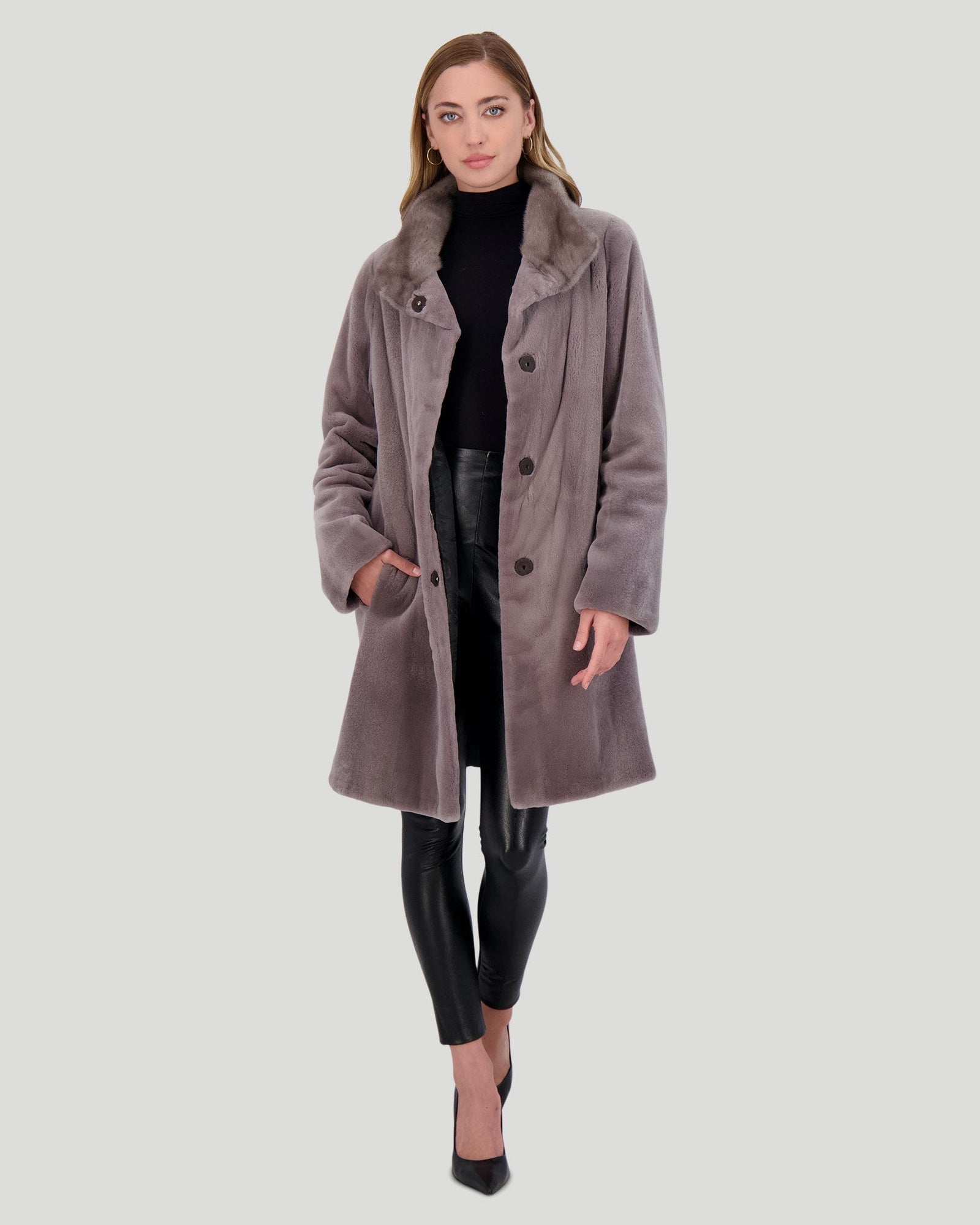 Sheared Mink Short Coat | Women | Taupe