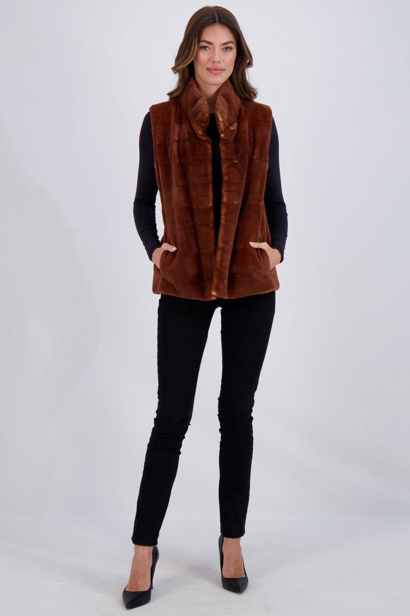 Sheared Mink Vest | Women | Coniac