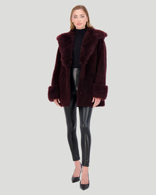 Sheared Select Cashmere Goat Parka With Select Cashmere Goat Hood Trim And Cuffs | Women | Dark Burgundy