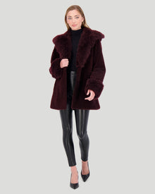 Sheared Select Cashmere Goat Parka With Select Cashmere Goat Hood Trim And Cuffs | Women | Dark Burgundy