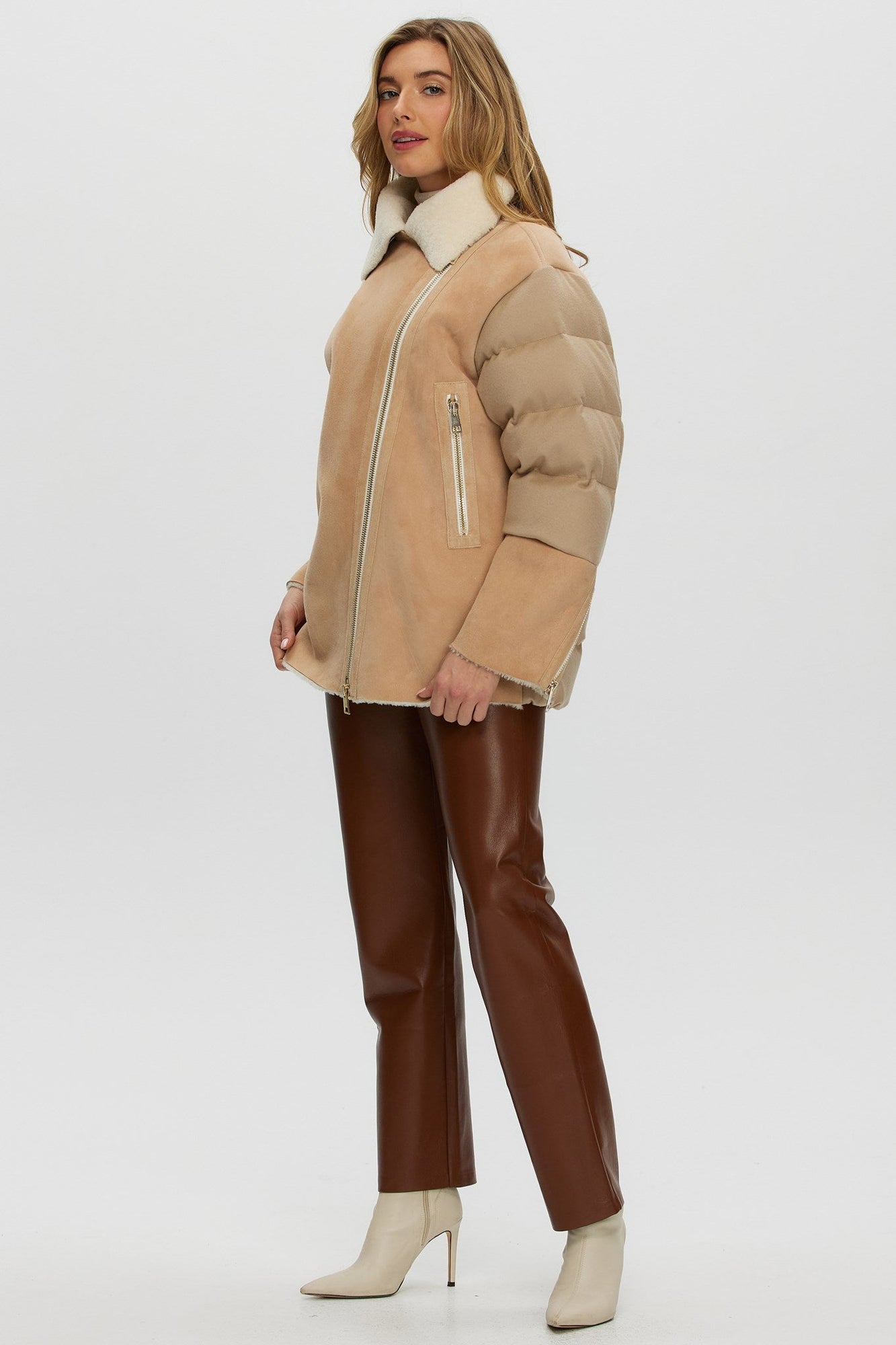 Shearling And Loro Piana Cashmere Quilted Jacket | Women | Blush x Ivory