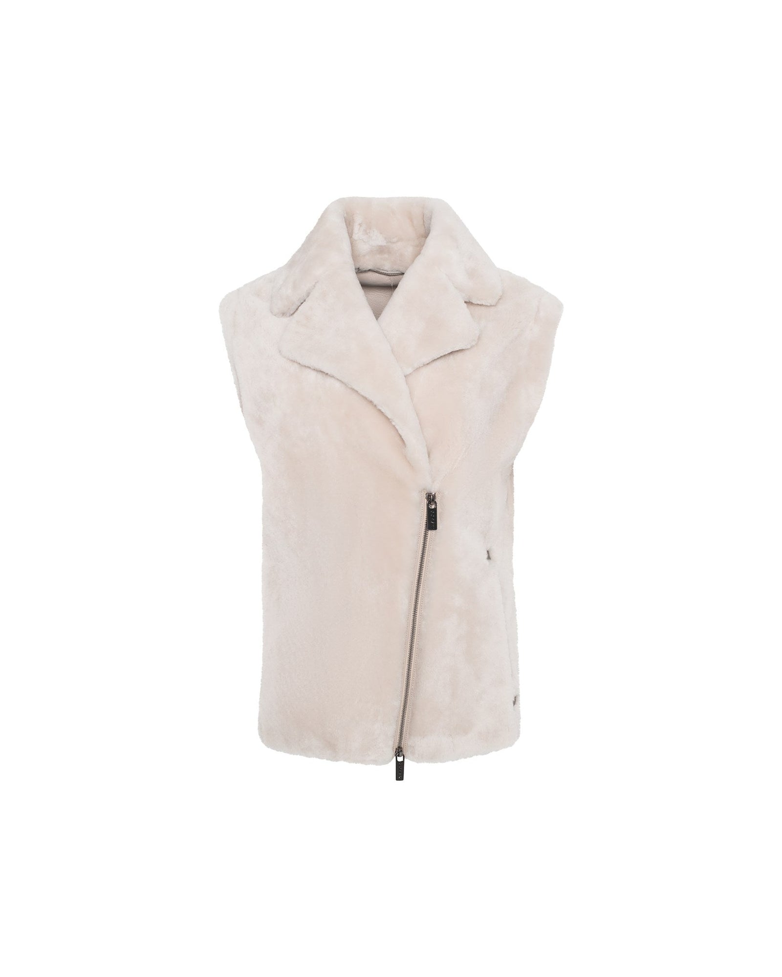 Shearling Lamb Zip Vest | Women | Beige