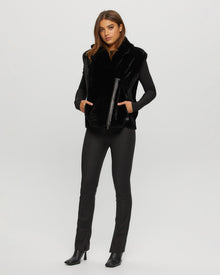 Shearling Lamb Zip Vest | Women | Black