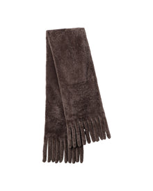 Silky Select Shearling Lamb Stole With Fringes | Women | Taupe