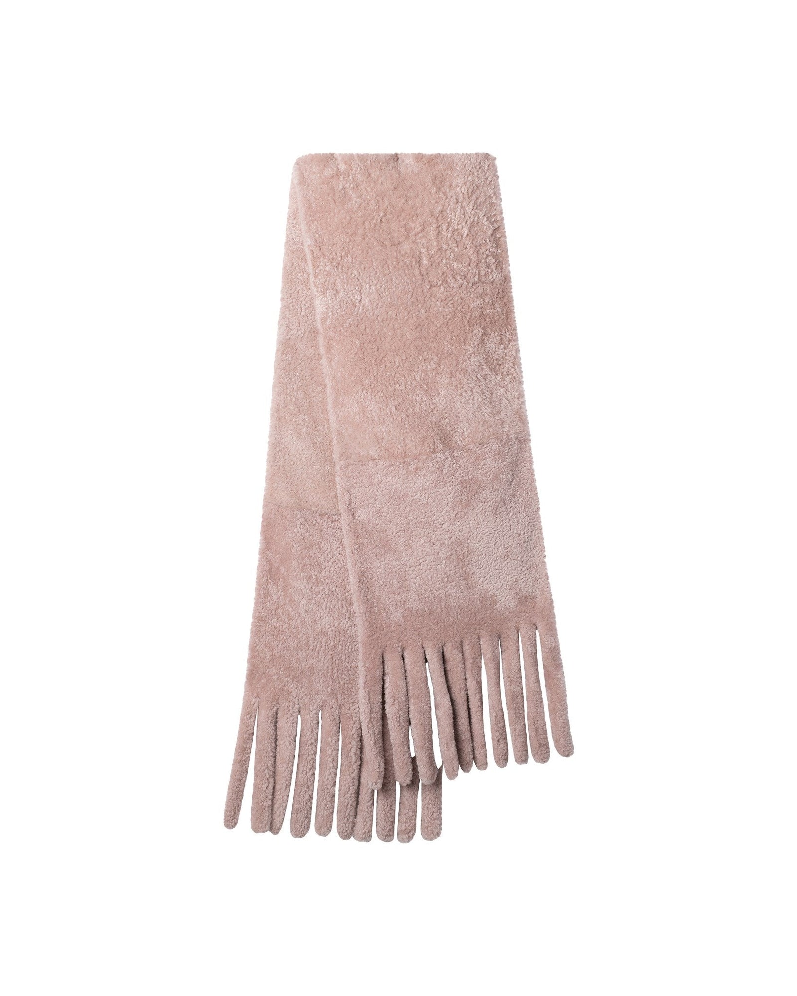 Silky Select Shearling Lamb Stole With Fringes | Women | Blush