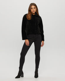 Textured Shearling Lamb Jacket | Women | Black (V1)