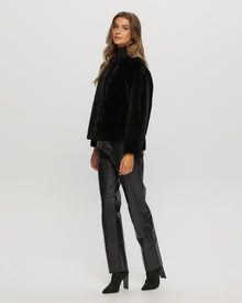 Textured Shearling Lamb Jacket | Women | Black (V2)