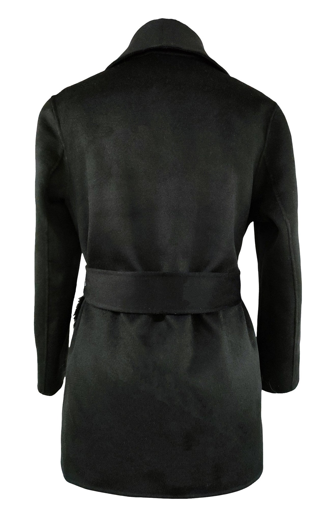 Wool Belted Jacket With Select Lamb Patch Pockets | Women | Black