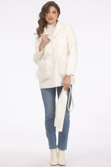 Wool Belted Jacket With Select Lamb Patch Pockets | Women | Ivory