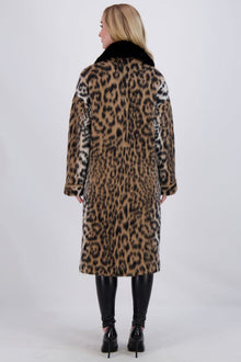 Wool Short Coat With Mink Collar | Women | Leopard Print x Black