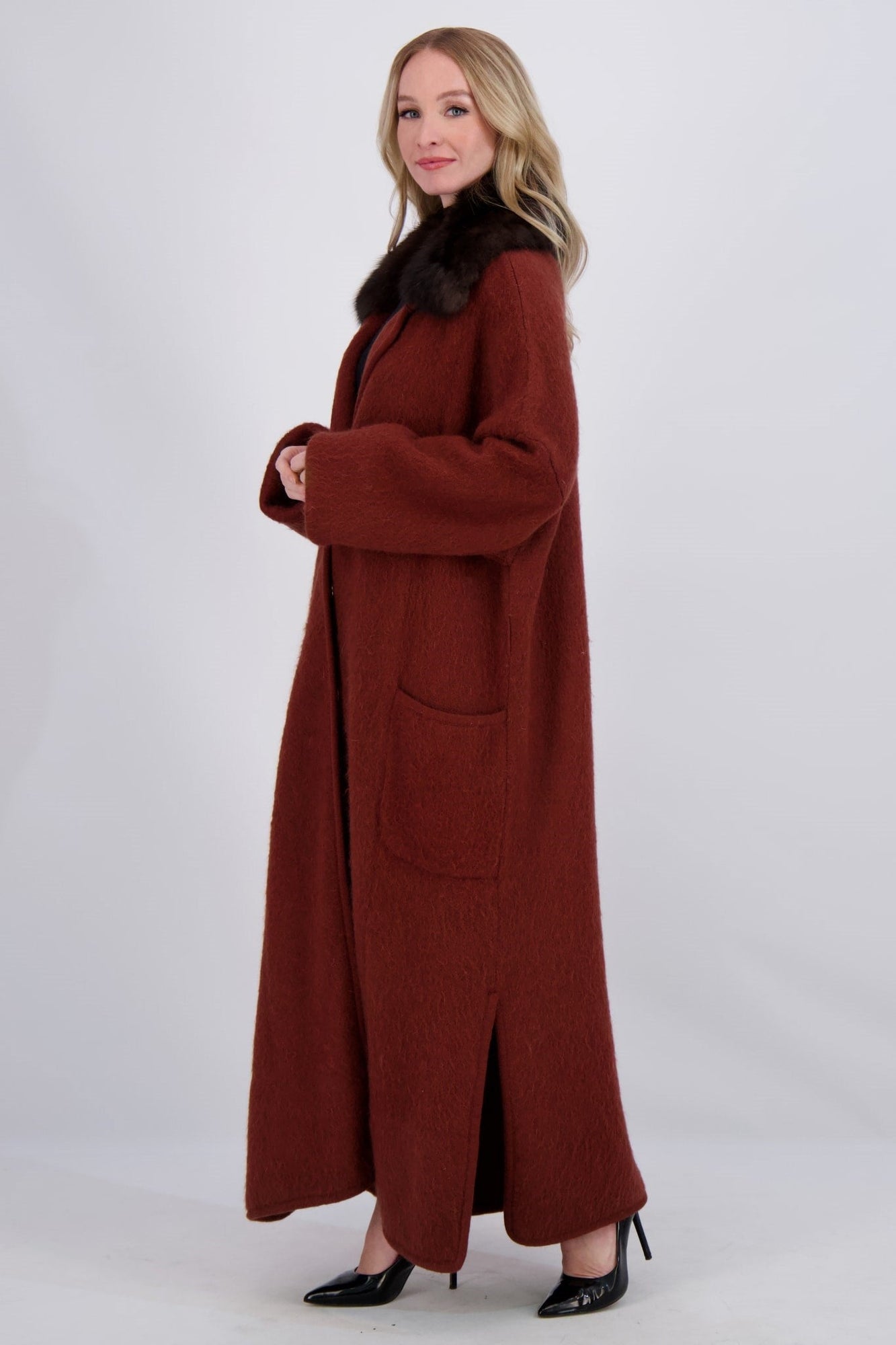 Wool Short Coat With Sable Collar | Women | Amber x Barguzine