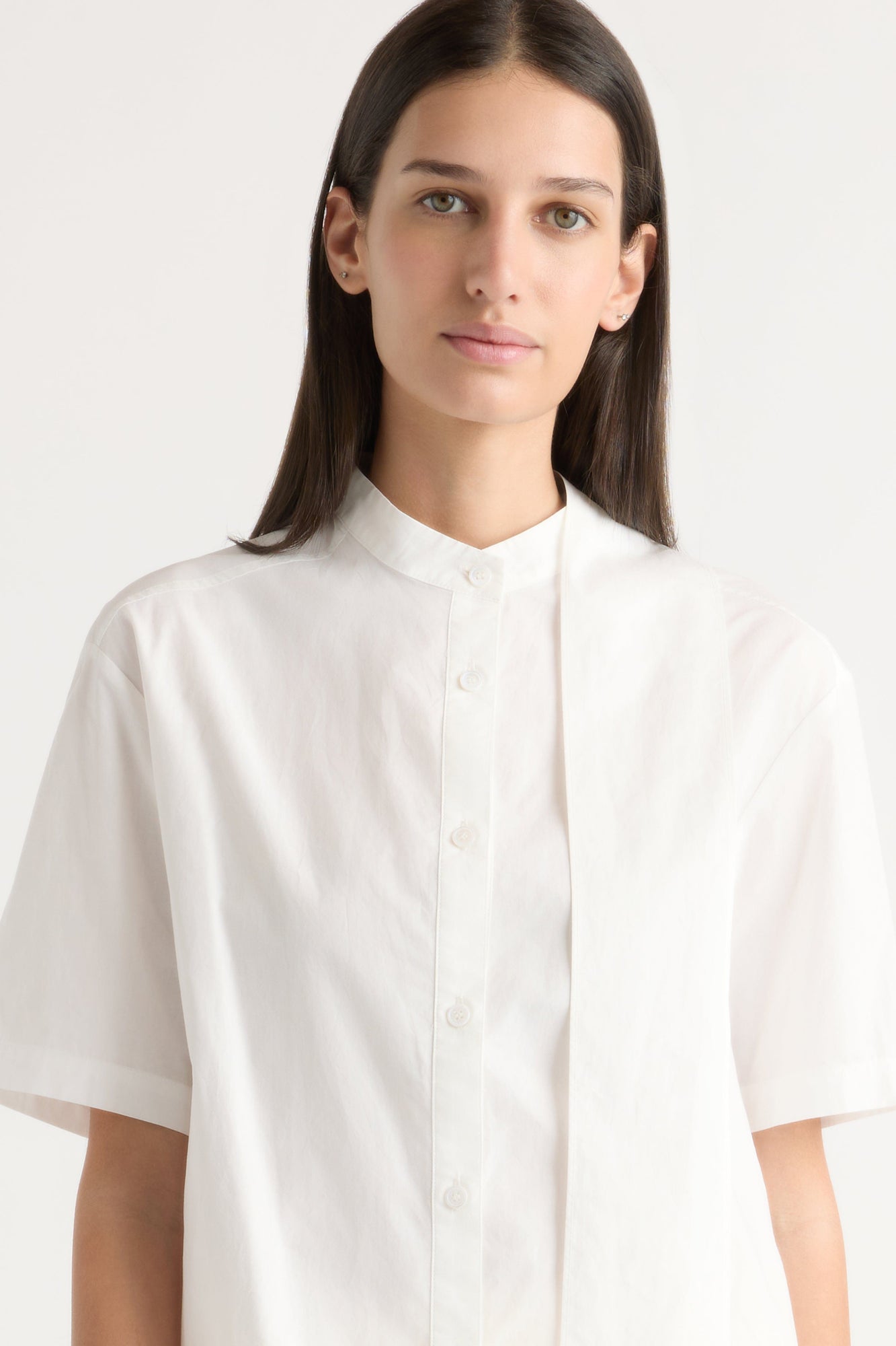 Karolina | Gretta Scarf-Neck Ruffled Tunic Blouse in Size Extra Small