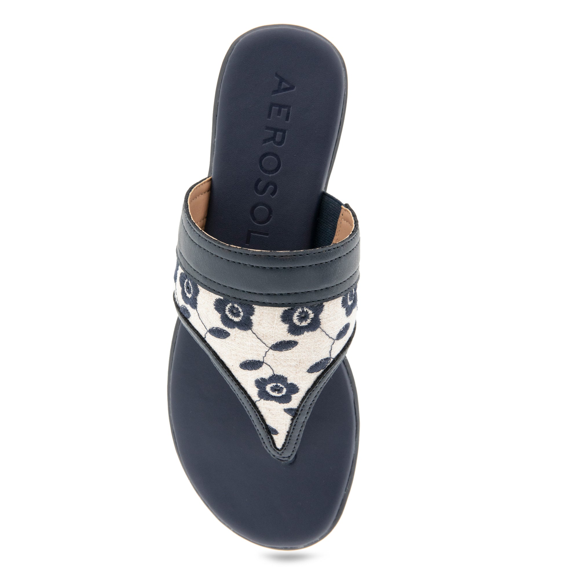 Illia Sandal Flat | Natural/Navy Floral