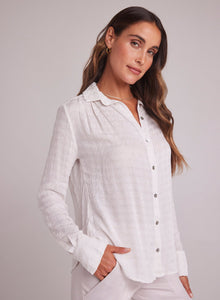 Pleated Button Down Shirt |Soft Alabaster