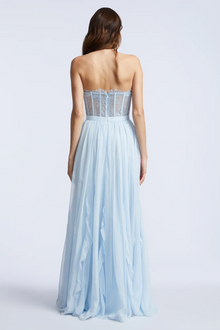 Lace Bodice Chiffon Ruffle Gown | Skyway