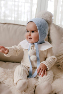 Honeycomb Blue Cashmere Bonnet - Petite Maison Kids