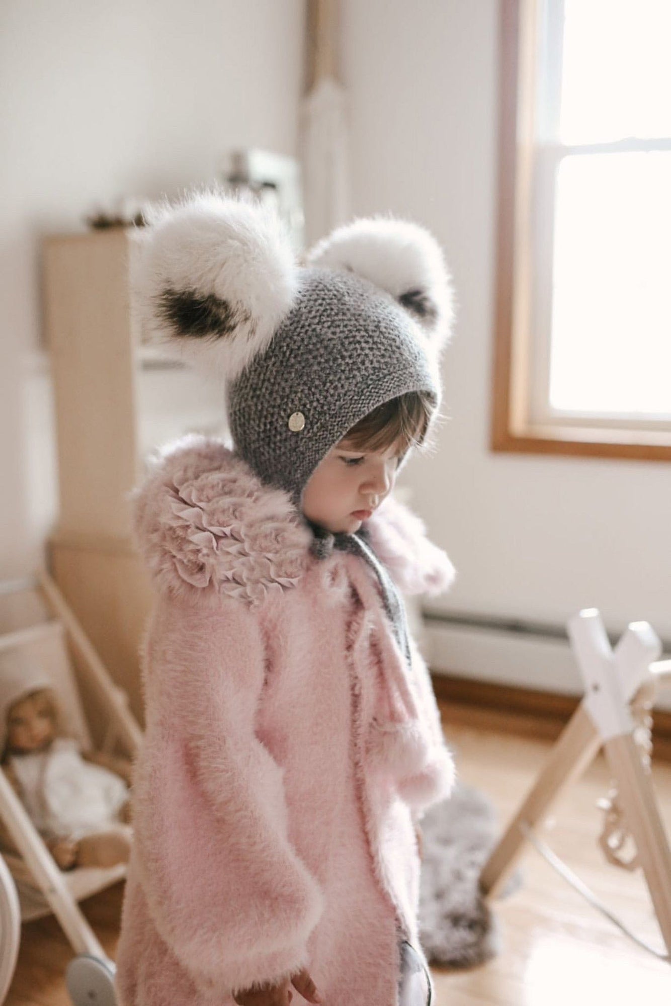 Honeycomb Grey Cashmere Bonnet - Petite Maison Kids