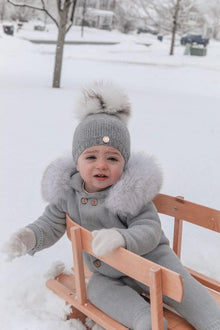 Honeycomb Grey Cashmere Beanie Hats  | White