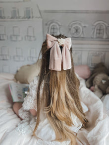 Dusty Pink Velour Hair Bow | Pink