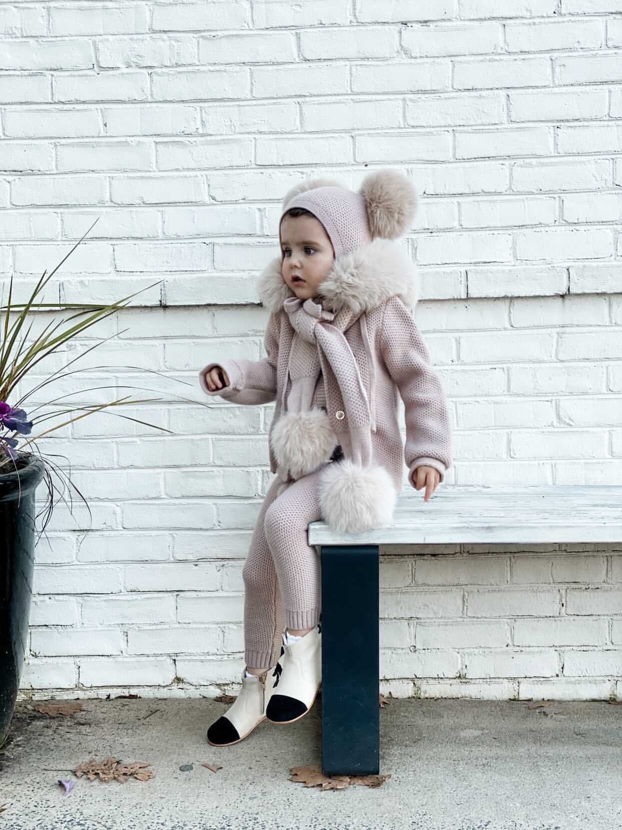 Honeycomb Dusty Pink Cashmere Pram Coat - Petite Maison Kids