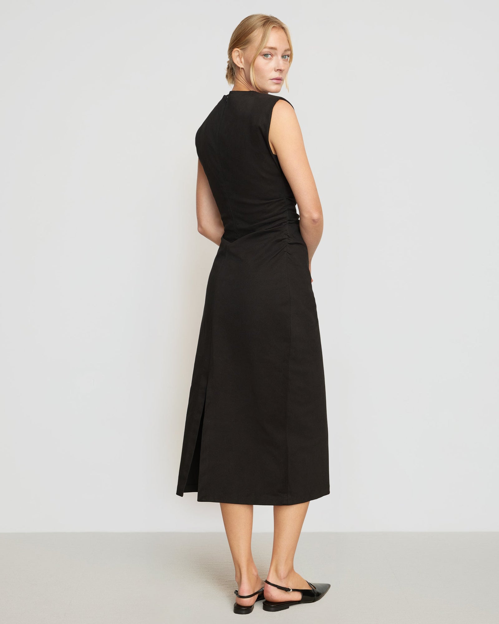 Riley | Iman Cotton Twill Split-Hem Dress in Size Small