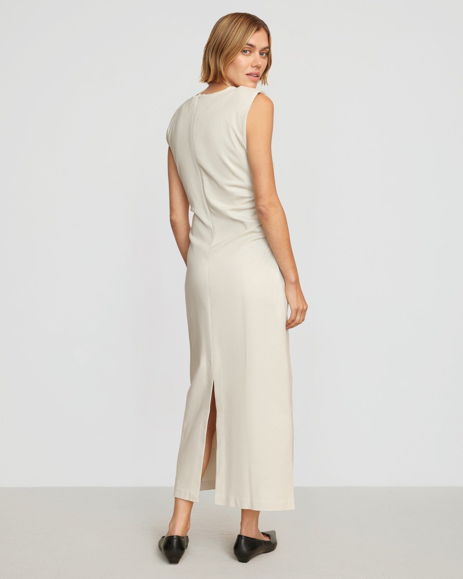 Joanna | Iman Split-Hem Cotton Twill Dress in Size Small