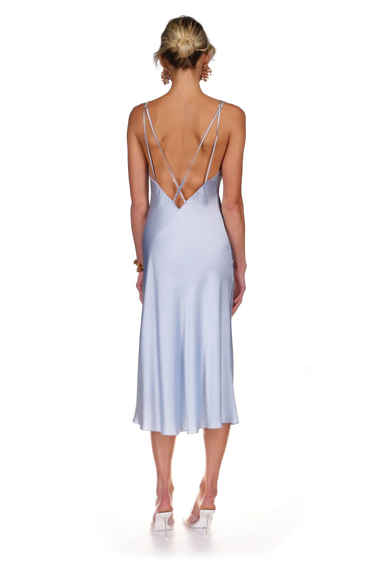 Deep V Multi Strap Midi Slip Dress | Blue Breeze