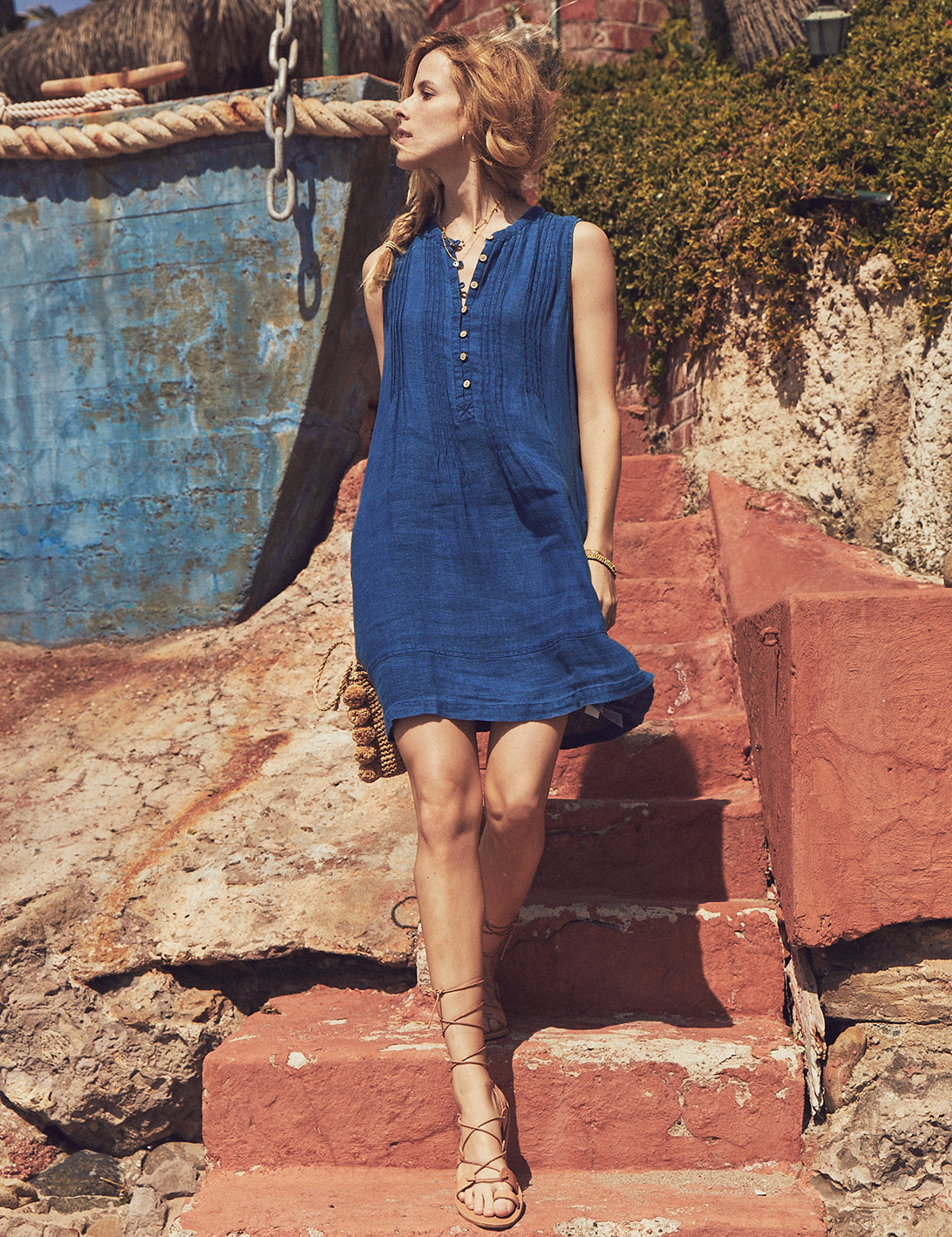 Womens - Dream Cotton Gauze Isha Dress | Indigo