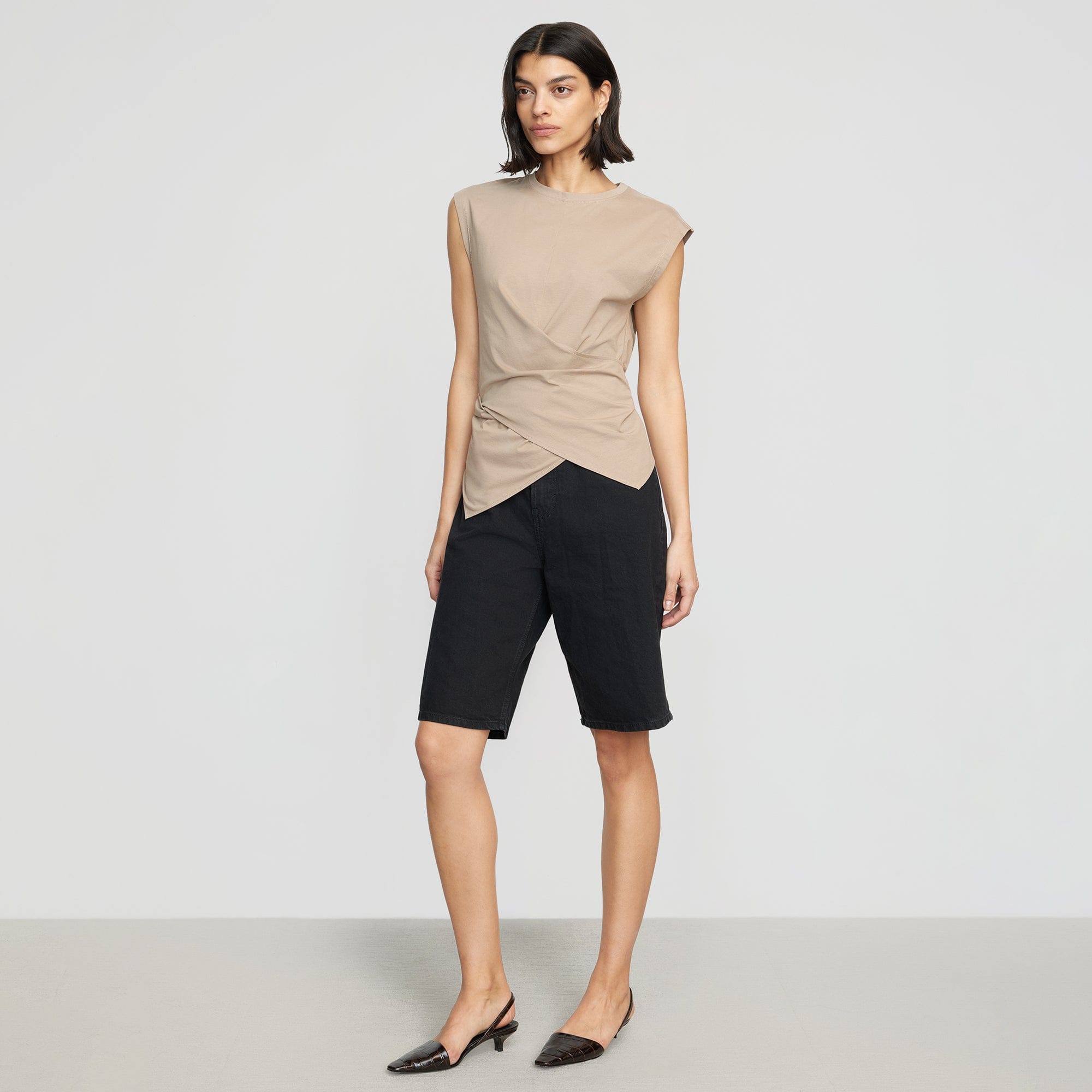 Bianca | Janae Sleeveless Wrap Jersey Tee in Size Small