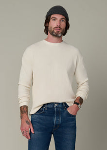 Long Sleeve Waffle Tee in Ecru, waffle-knit texture with comfortable fit – casual and stylish t shirt for men