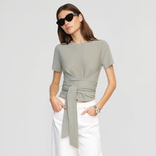 Jude Cropped Tie-Front Top | Dusty Sage