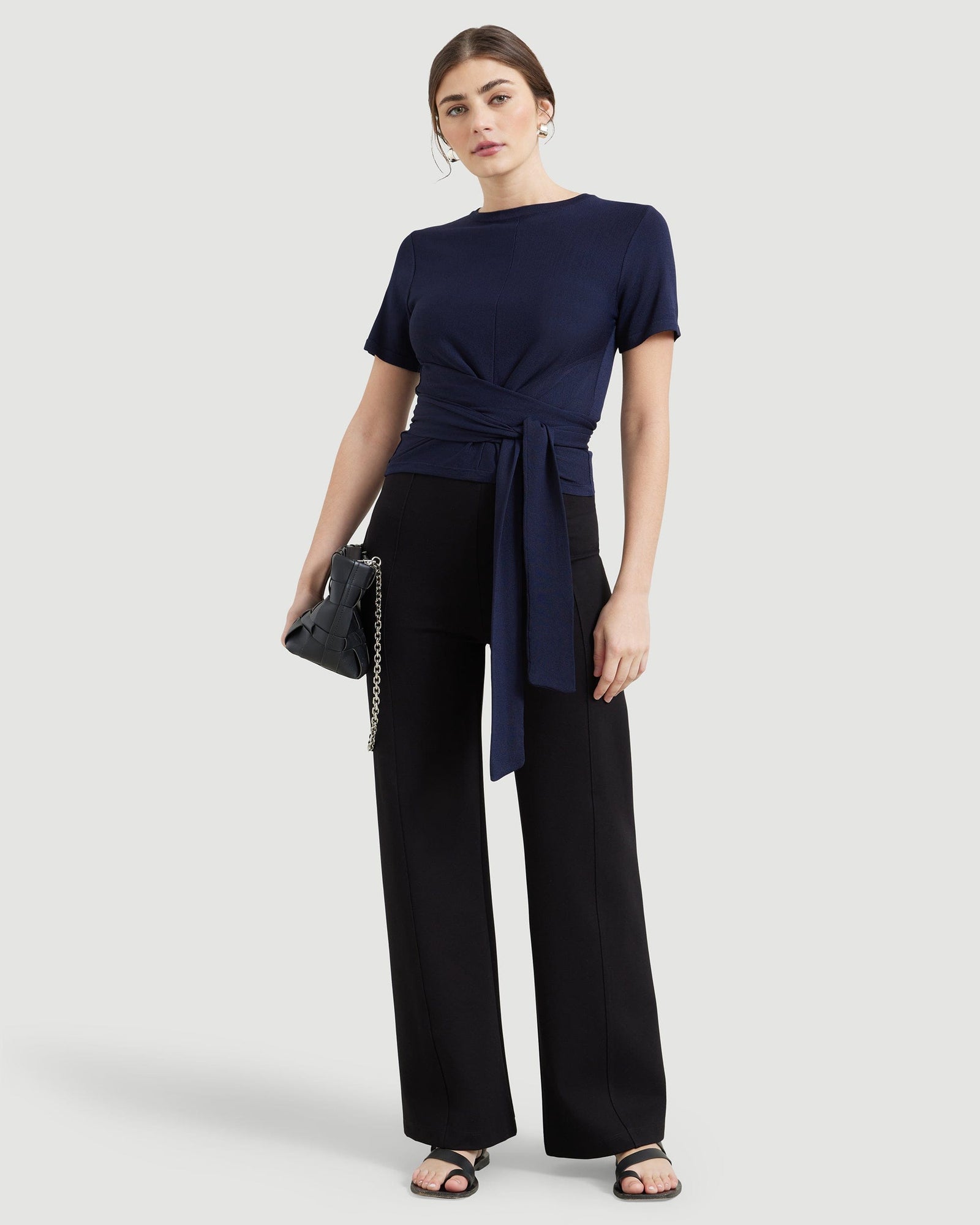 Morgan | Jude Cropped Wrap Blouse in Size Small