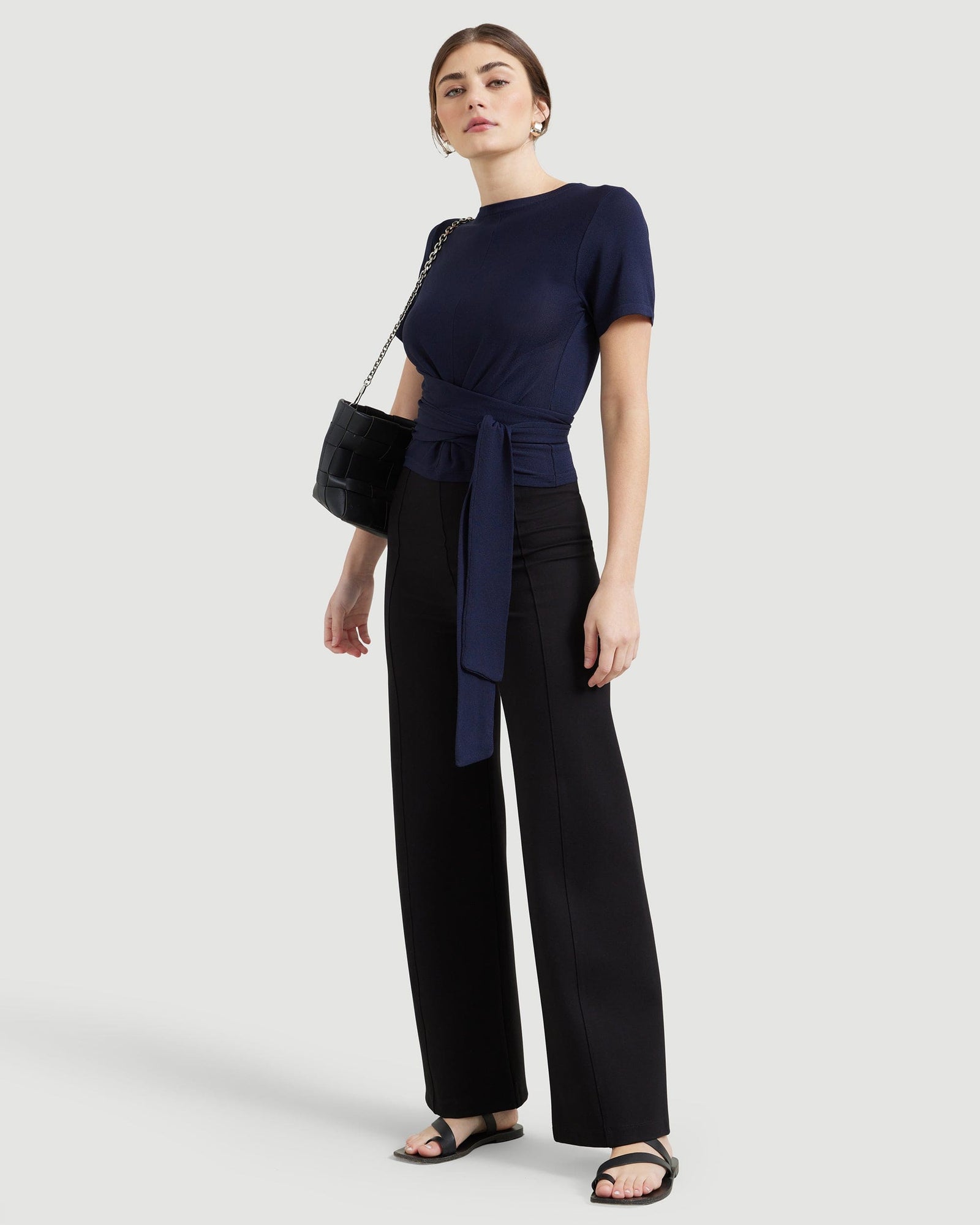 Morgan | Jude Cropped Wrap Blouse in Size Small