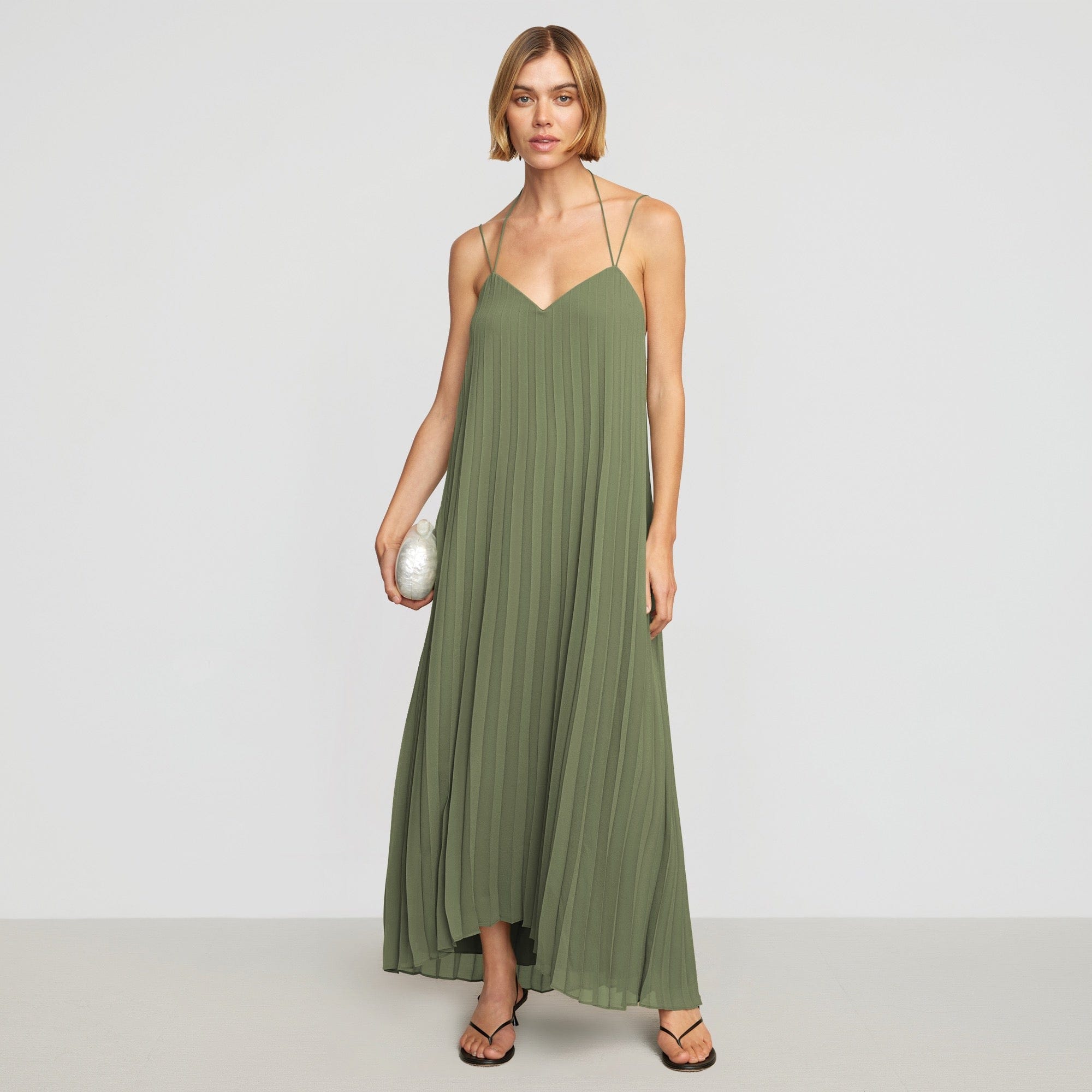 Juliette Pleated Maxi Dress | Sage