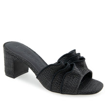 Gabrielle Sandal Block Heel | Black Raffia