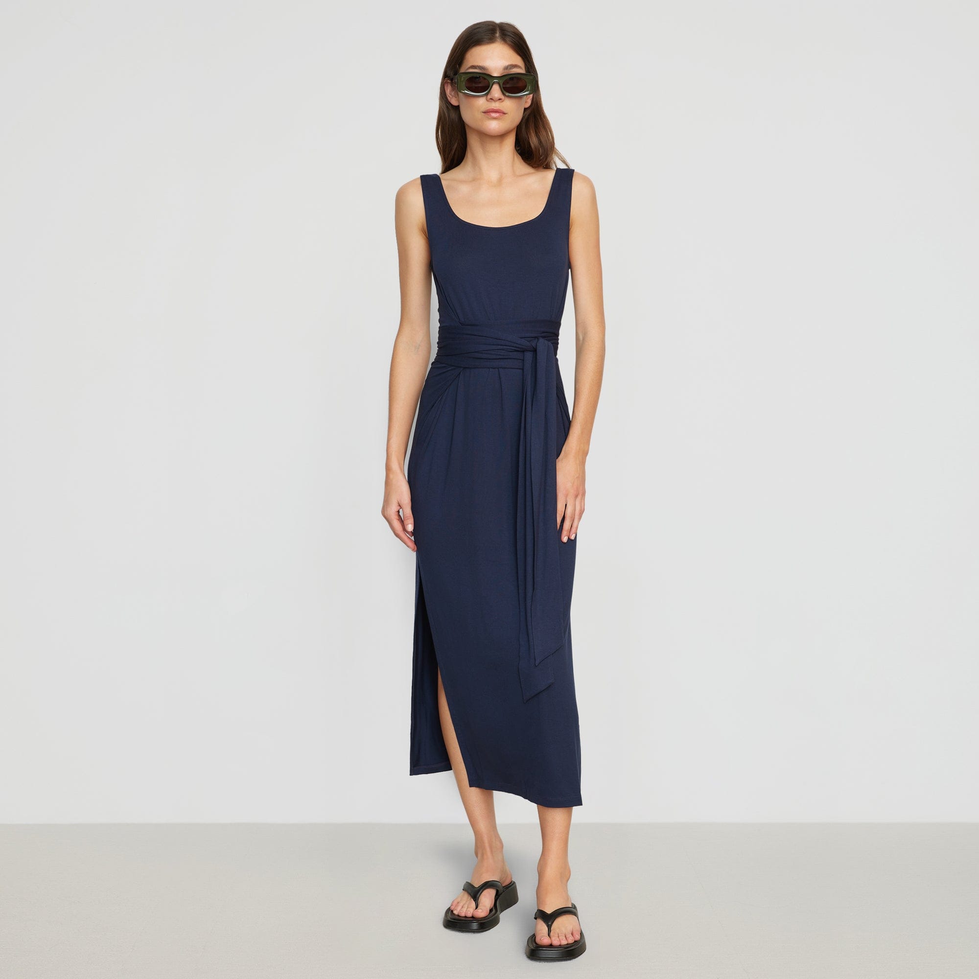 Kelis Tie-Waist Maxi Dress | Navy