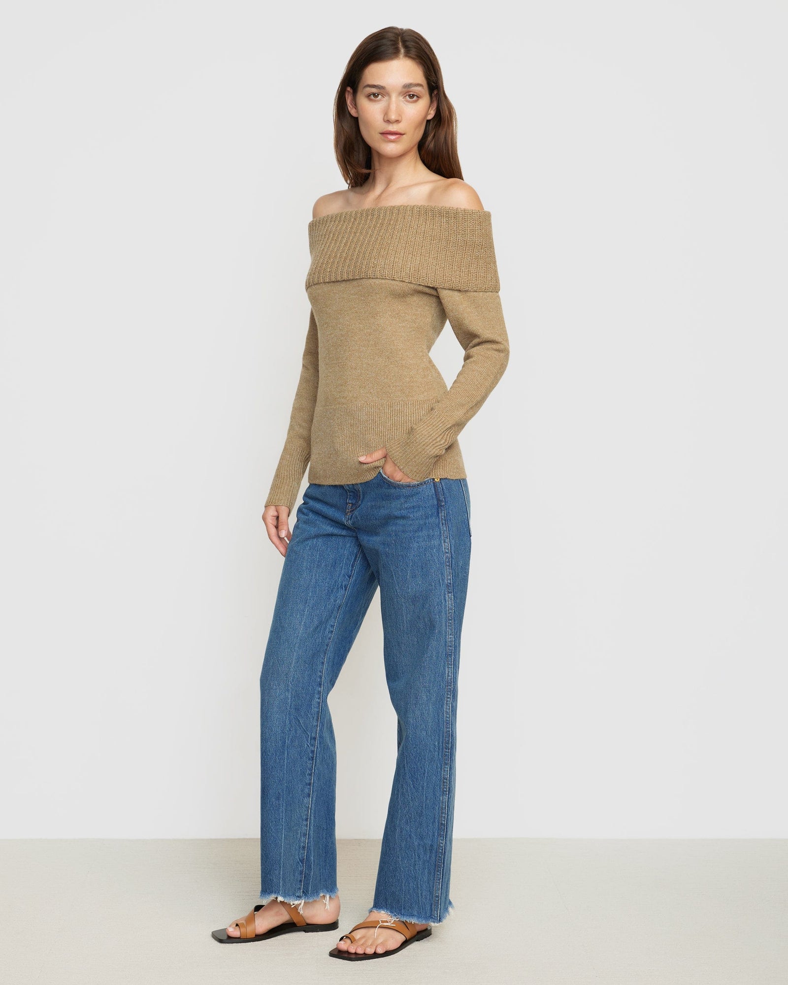 Renée | Kiana Ribbed Off-Shoulder Sweater in Size Small