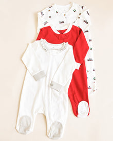 Baby's Classic Knit Romper | Red with White