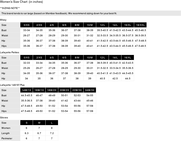 Product size guide