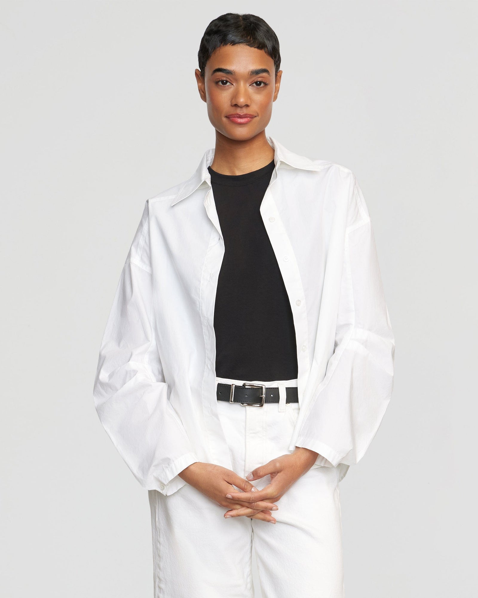 Simone | Lilia Structured Sleeve Shirt in Size Small