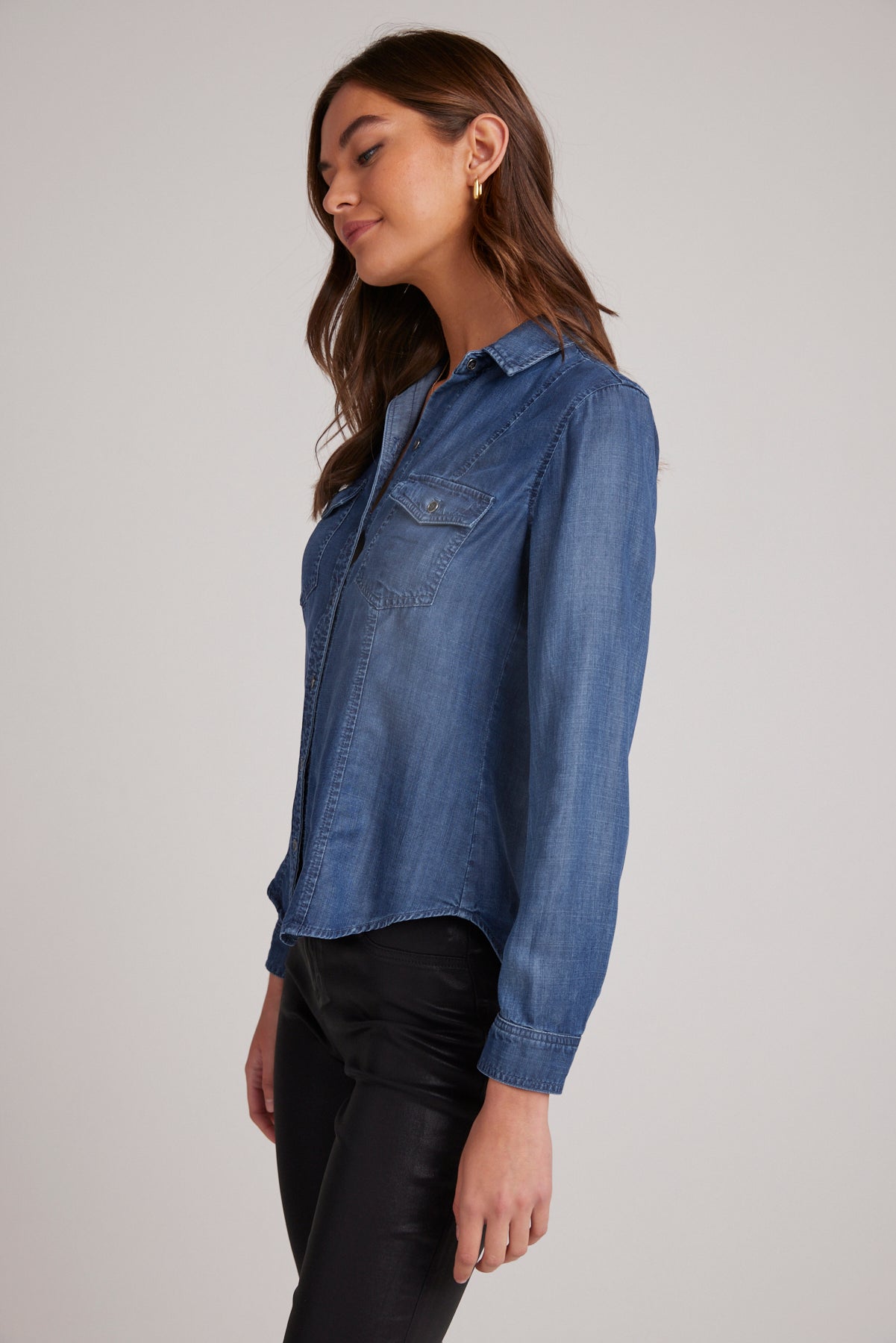 Long Sleeve Seamed Shirt - Moonlight Wash