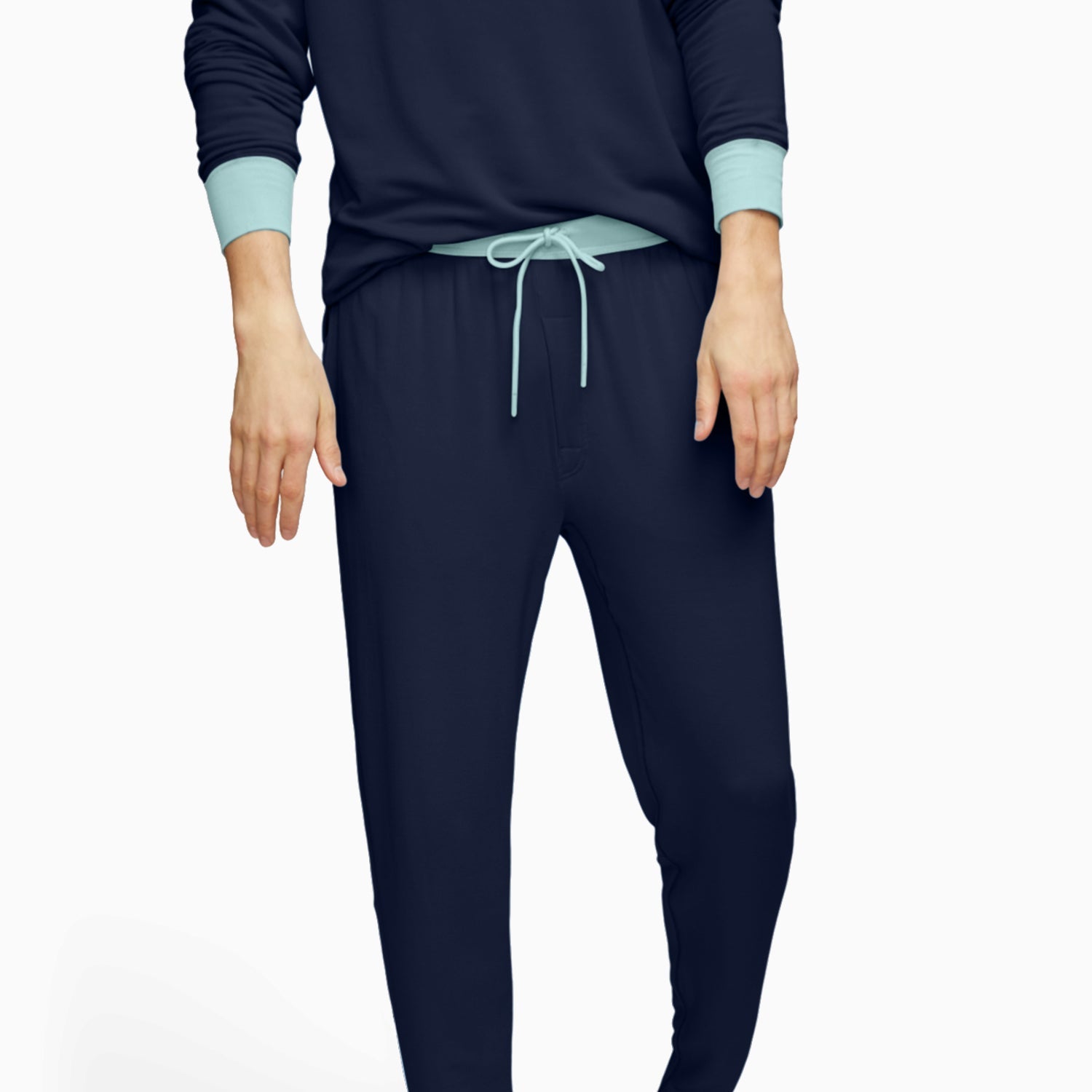 Breathable Modal French Terry Sweatpants | Navy/Mint